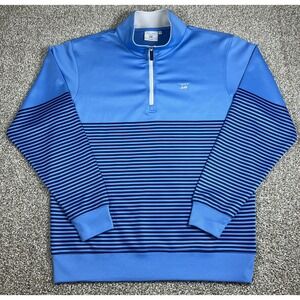 Bald Head Blues Pullover Mens Medium Blue Striped‎ Quarter Zip Golf Performance